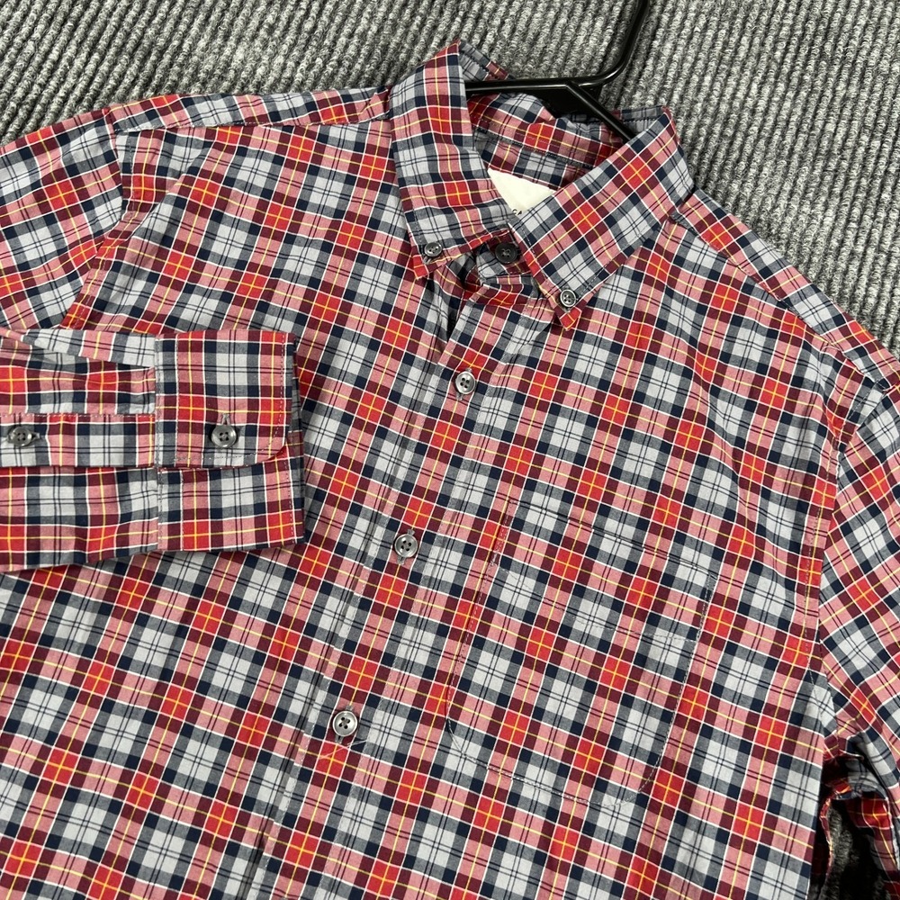 American Eagle Shirt Mens XS Extra Small‎ Red Blue Plaid Long Sleeve Button Down